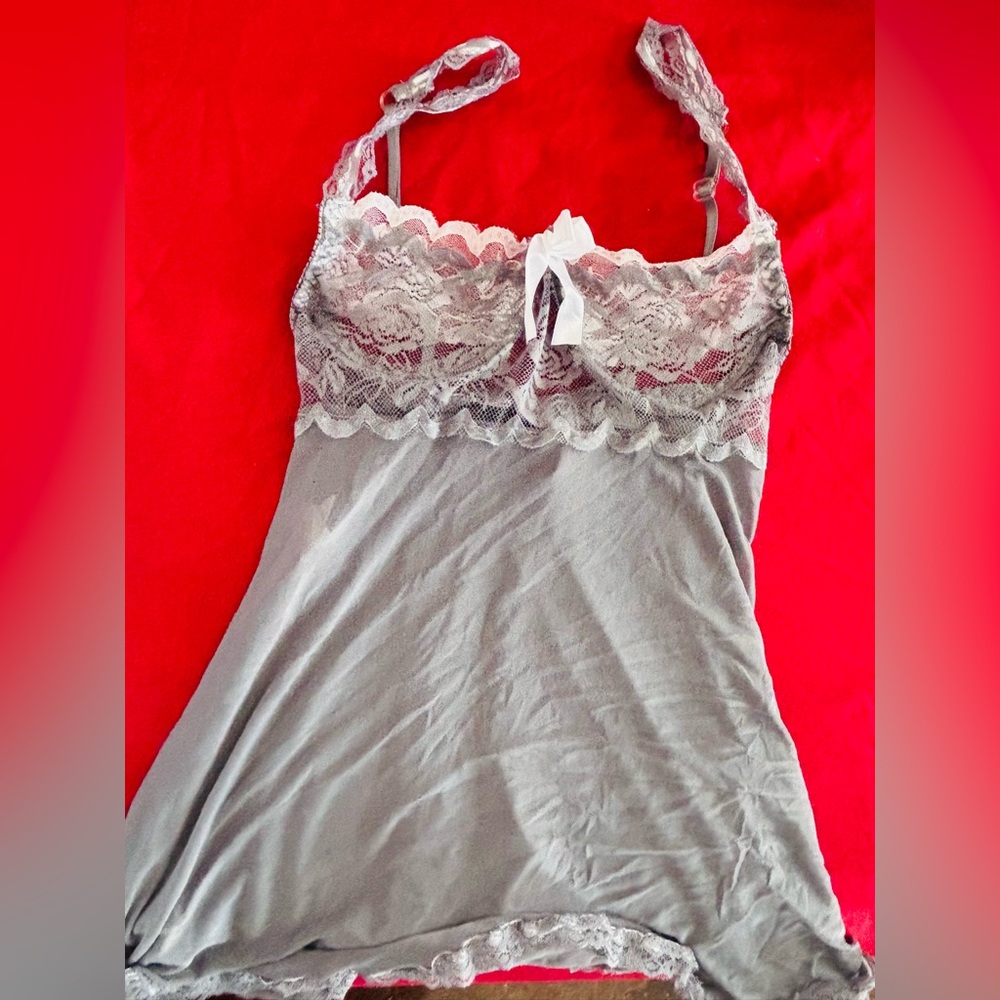 Elegant Gray Lace Nightgown